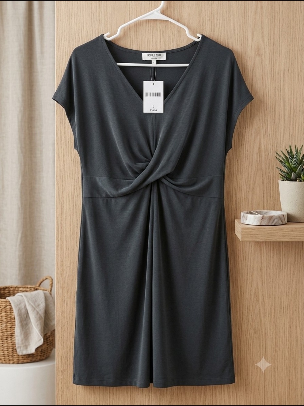 Forever 21 Black Twist-Front V-Neck Mini Dress - NWT